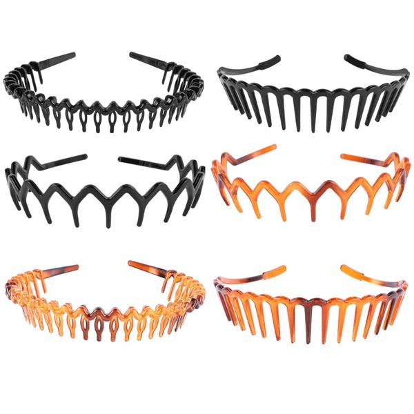 HaifisZahn Headbands, 6 Pieces Sharks Tooth Hair Comb Plastic Zigzag Hair Hoop Serrated Headband Comb Plsastic for Women Hair Accessories