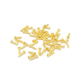 Xuxing 50pcs Acoustic Electric Guitar Tuning Pegs Screws,Bass Guitar Machine Heads Mounting Screws for Electric/Acoustic Guitar Bass (Gold, 2 * 11mm)
