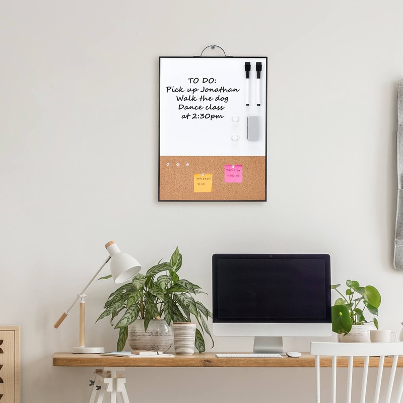 TSJ OFFICE Small Whiteboard Cork-Board - 16" X 12" Portable