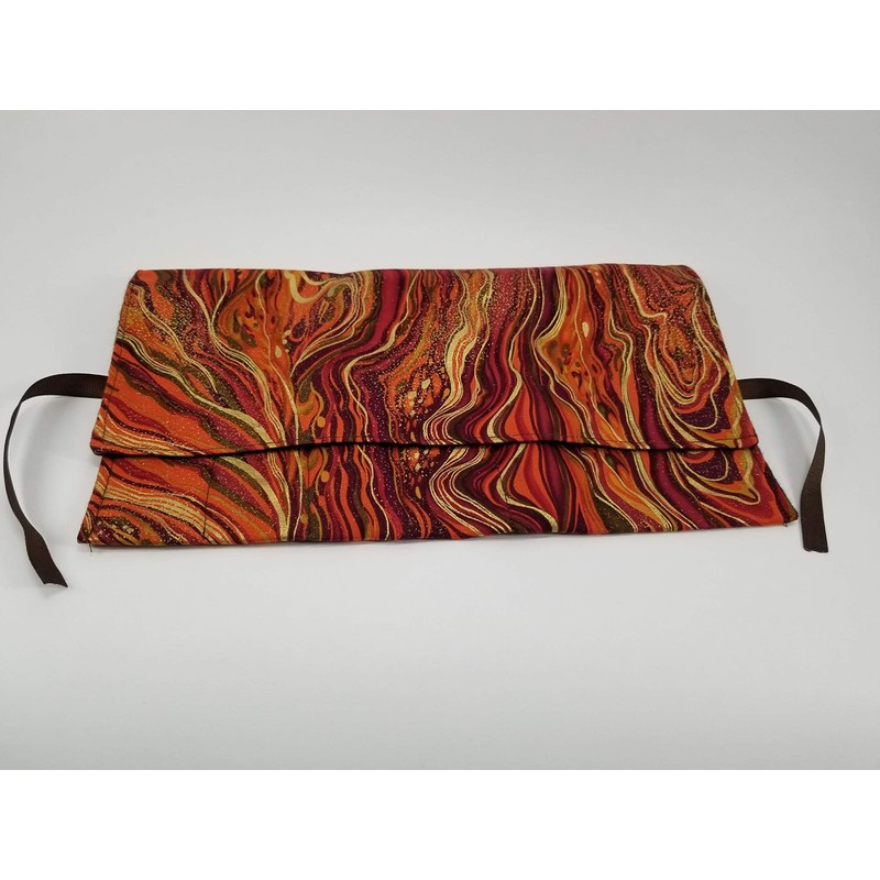 Red and Orange with Gold Waves Brocade Straight Edge Razor