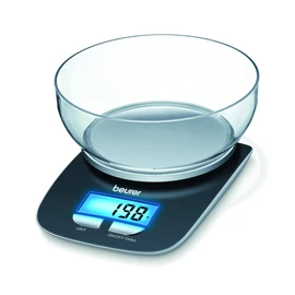 Beurer KS25 Digital Kitchen Scale | With 1.2l weighing bowl | Tare weighing function | Adjustable between kg, g, lb, oz | 3kg weight capacity