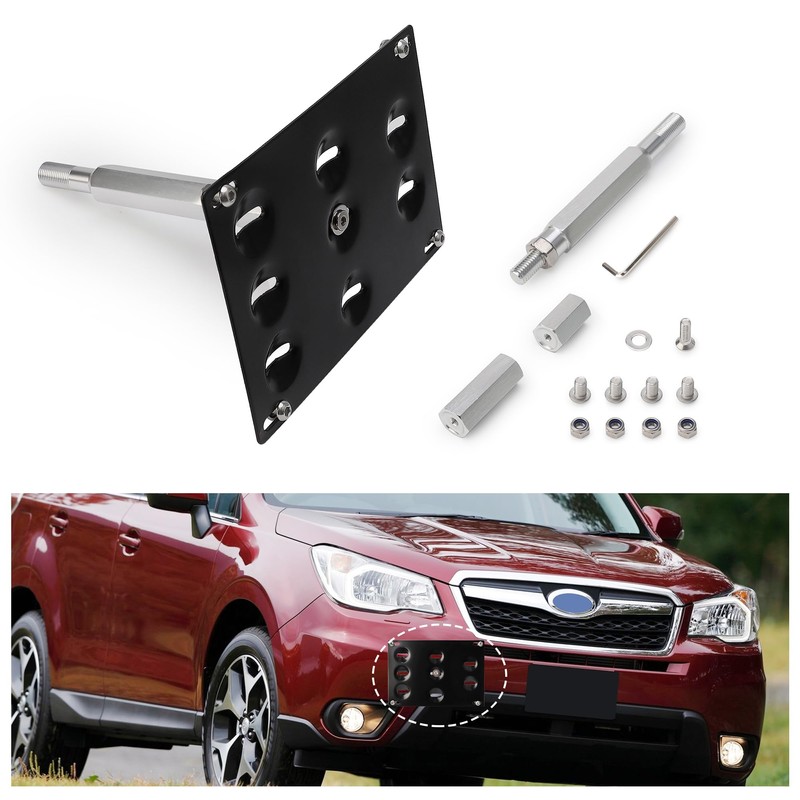 CNSPEED Front Bumper Tow Hook License Plate Mount Relocator Bracket
