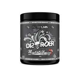Faction Labs Disorder Original Pre Workout Powder, Black Fire, Sugar Free Caffeinated Gym Supplement, 50 Serves, 450g