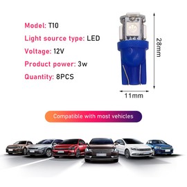 Wevdn 8 PCS LED Light Bulb for Car, T10 Wedge 5SMD 5050 Chips LED Replacement Bulb Kit, Automotive T10 LED Lamp Map Door License Plate Dashboard Courtesy Light, Car Accessories (Blue)