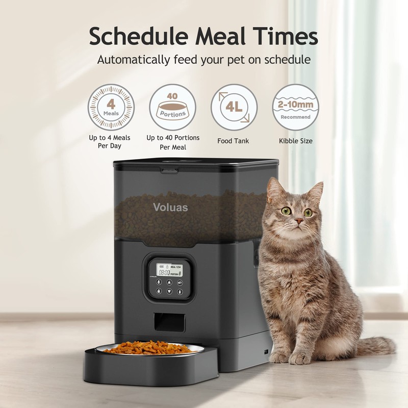 VOLUAS Automatic Cat Feeders - Pet Dry Food Dispenser with
