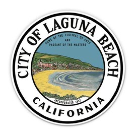 Squiddy Laguna Beach California Seal - Vinyl Sticker (7" Wide)