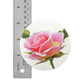 Novel Merk Flower Vinyl Stickers - 3” Round Individual Decals for Laptop, Water Bottle, Party Favors, & Decor - Waterproof & Repositionable (Pink Rose 1 Pack)