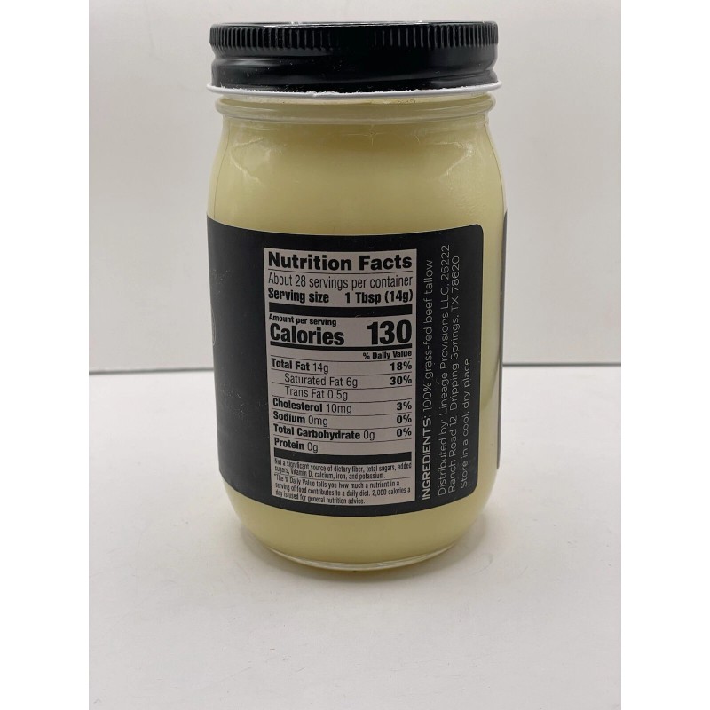 Unbranded Lineage Beef tallow 100% Grass Feed Original 14 Oz