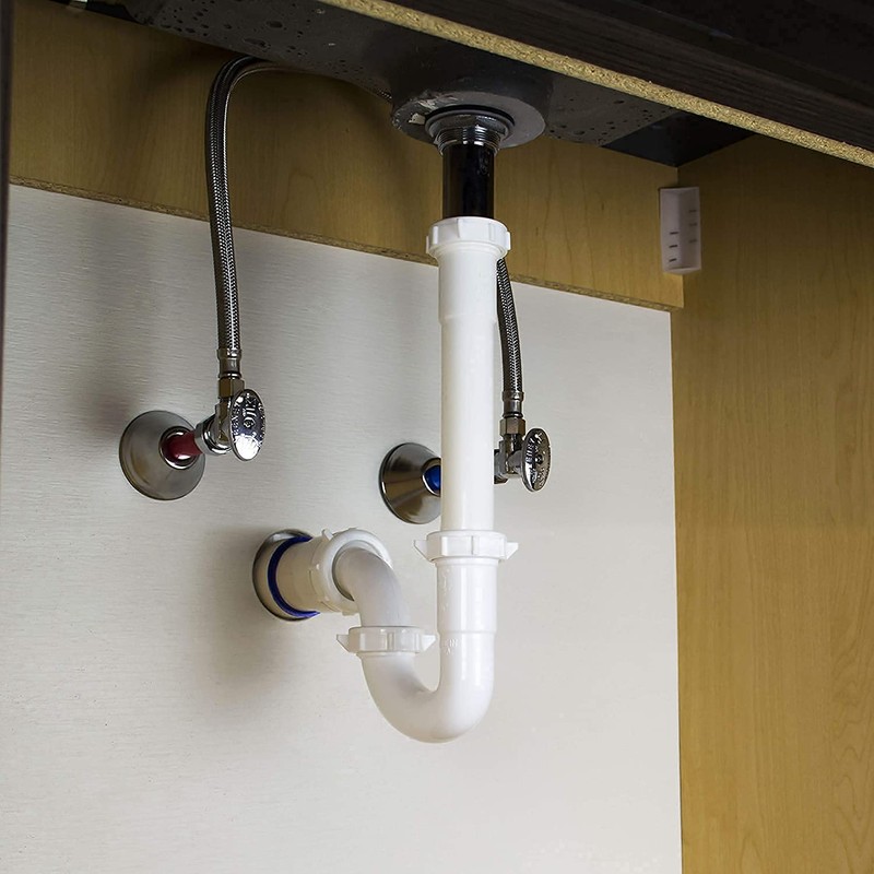 Universal Plastic P-Trap Pipe Kit for Bathroom or Kitchen Sink,