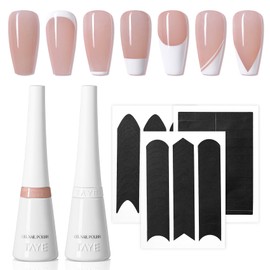 TAYE Jelly Nude White French Gel Nail Polish Set, 2 Colors White, Jelly Pink Gel Nail Polish for French Tip Nails Art Nail, LED Required UV, Art Manicure Salon Diy at Home