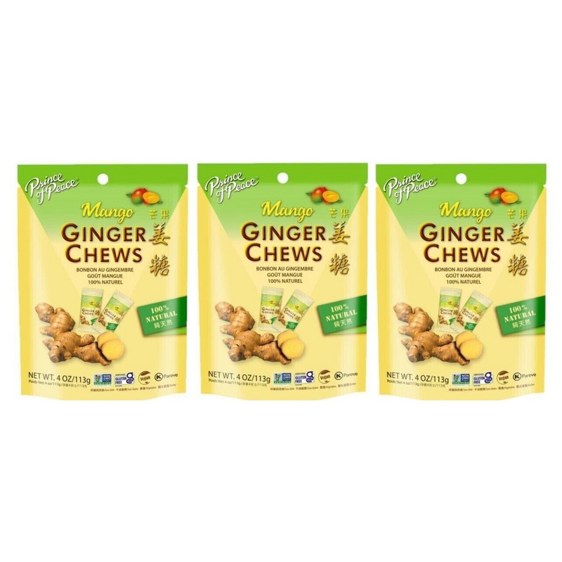 Prince of Peace Ginger Chews Candy with Mango 4oz(Pack of