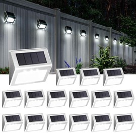 SOLPEX Solar Step Lights, 16 Pack Stair Lights, Outdoor Fence Lighting, Solar Powered Deck Lights Waterproof 4 LEDs for Stairway Patio Porch Pathway Walkway Garden (Cold White)