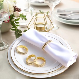 APTWOW Gold Napkin Rings Set of 12- Rhinestone Metal Gold Napkin Holder, Fall Thanksgiving Christmas Napkin Rings for Table Decorations, Holiday, Wedding, Banquet, Valentines Easter