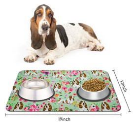 Dog Food Mat 12"X19" Dog Bowl Mat Basset Hound Feeding Mat for Food and Water Splash Pad for Dog Super Absorbent Quick Dry and Non-Slip