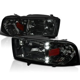 Spec-D Tuning Led Smoke Lens Euro Headlights Compatible with 1994-2001 Dodge Ram 1500, 94-02 2500 3500, L+R Pair Head Light Lamp Assembly