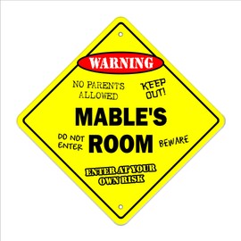 Mable's Room Sign Crossing Zone Xing | Indoor/Outdoor | 12" Tall Plastic Sign Kids Bedroom Decor Door Children's Name boy Girl