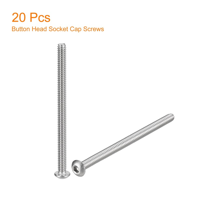 uxcell #10-24x4 Button Head Socket Cap Screws, 20pcs 304 Stainless