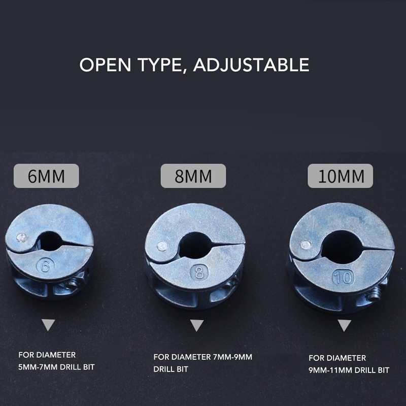 3PCS Drill Bit Stopper，Collars Zinc Alloy Drilling Depth Stop Rings