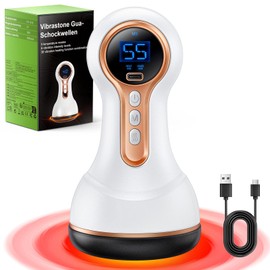 Robofun 5.0 Neuropathy Massager, Lymphatic, Pain Relief and Relaxation for Feet, Hands, Back, Gua Shockwave Massager with 30 Vibration Heating Functions Combination, White