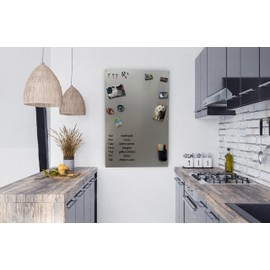 Large Magnetic Board for Wall - Magnet Display Board - Magnetic Bulletin Board - Dry Erase Memo Board- Made in USA (Metallic Silver, 23" Wx35 L)