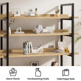 Qcold Bathroom Organizer Basket, 2 Pack Bathroom Organizers and Storage - Bathroom Counter Organizer with Handle - Wire Shelf Basket - Bathroom Counter Top Tray for Organizing, Farmhouse Decor - White