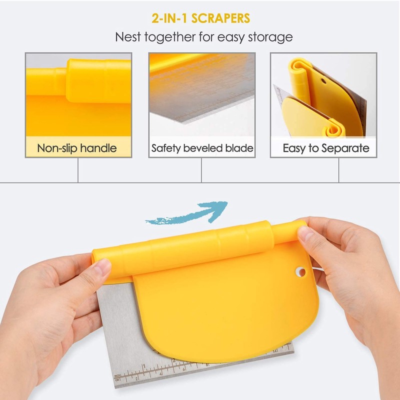 Liberty stainless steel dough cutter, two-in-one scraper with scale cutter,