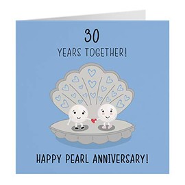 Hunts England 30th Wedding Anniversary Card - Pearl Anniversary - Iconic Collection - Standard - 148 x 148 mm
