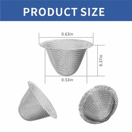 60 Pieces 1/2 Inch Stainless Steel Mesh Clean Screens with Tapered Design, 0.5 Inch Size, Along with a 3-in-1 Cleaning Tool, Brush, and Stainless Steel Storage Box