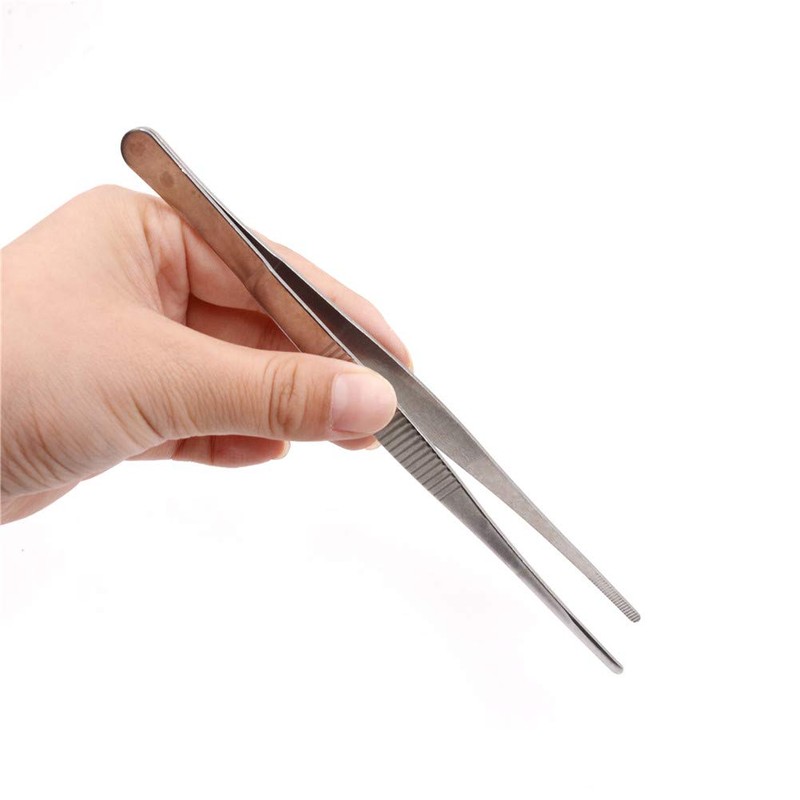 (1Pc) 100mm Stainless Steel Tweezers with Curved Serrated Tip Set,