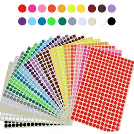 DEVENTORZ Round Stickers, Colored Labels, Stickers, 0.3 inches (8 mm), 20 Colors, 1 Sheet, Total of 20 Sheets, Colorful, Reward Labels, Classification Labels, Office Supplies