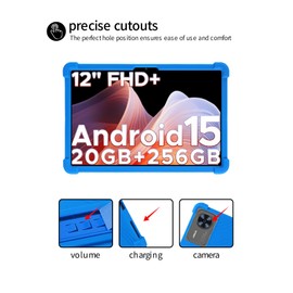 for DOOGEE T36(2025) Android 15 Tablet 12 Inch Tablet Case,BOVUGAC Soft Silicone Adjustable Stand Shockproof Kids Friendly for DOOGEE T36(2025) 12" Tablet(Blue)