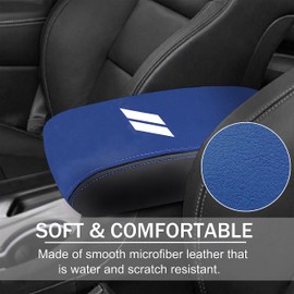 YOSRTER for Dodge Durango Accessories 2021 2022 2023 2024 2025 2026 Center Console Armrest Cover Interior Box Anti-Scratch Leather Central Armrest Decoration (Dark Blue Trim)