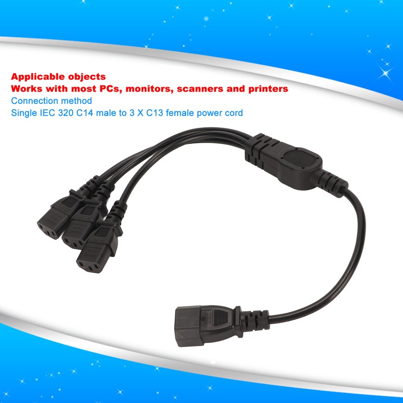 IEC 320 C14 to 3 X C13 Power Cable Universal