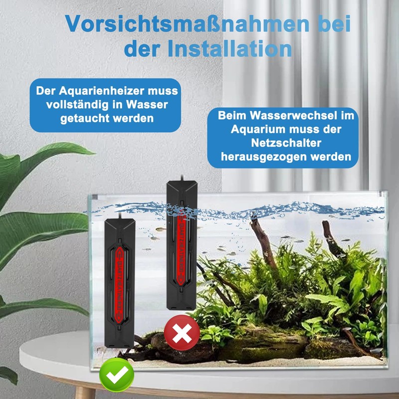 Aquarium Heater, 500 W Heating Rod Aquarium with Adjustable Temperature,