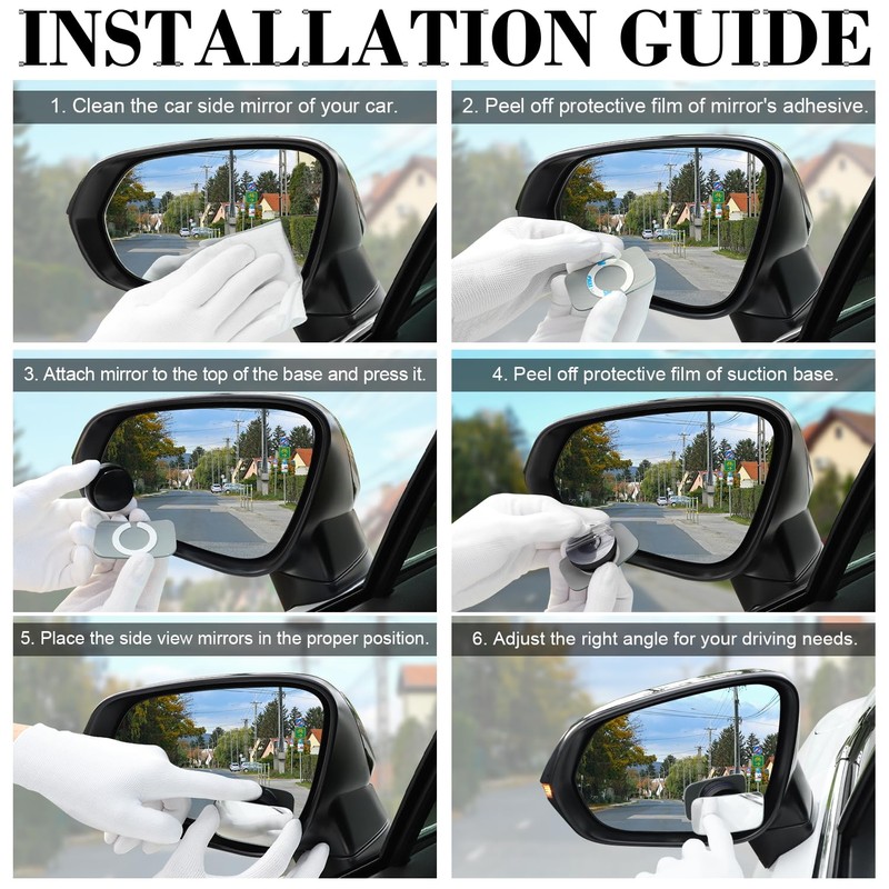 LivTee Blind Spot Car Mirror, Rectangular HD Glass Frameless Convex