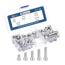 Kozelo 50pcs M6 Socket Head Cap Screws Bolts Nuts Assortment Kit - [M6x8/12/16/20/25mm] 304 Stainless Steel Allen Socket Drive for 3D Printer