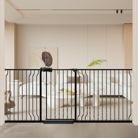 Foreng Extra Wide Baby Gates for Doorways 71.65"-81.1" Extra Wide Baby Gate Dog gate Pressure Mounted Walk Through Pet Gate Black