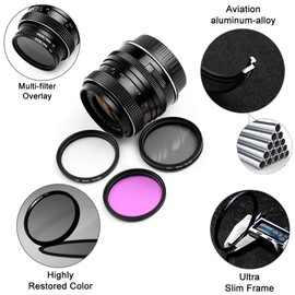 77 mm Filter Kit, Fotover 77 mm UV CPL FLD Filter Set, Universal UV Protection Filter, Circular Polarising Filter with Centre Pinch Lens Cap, Compatible with Canon Nikon Sony Pentax Olympus Fuji