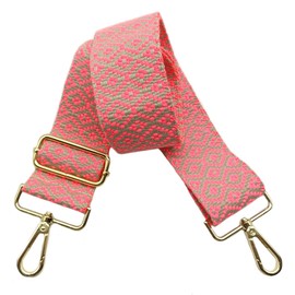Adjustable 5 cm Bag Straps Wide, Shoulder Strap for Bag, Bag Straps for Changing, Golden Carabiner Shoulder Strap, Shoulder Strap for Women Handbags, Crossbody DIY Accessories (Pink)