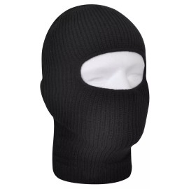 Rothco Fine Knit Acrylic One Hole Facemasks Winter Balaclava Ski and Snowboarding Hat - Black
