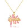 Fun BOOM Pendant Necklace for Women Pink Enamel Art Paint