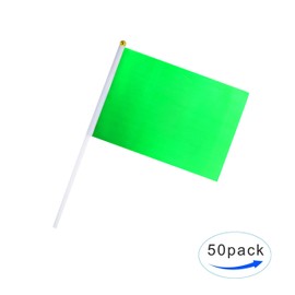 GentleGirl.USA 50 pack green flag, pure Solid green small Mini banner banner flags Stick, party color decoration parade supplies, school, sports club, international festival celebration