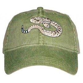 Western Diamondback Rattlesnake Embroidered Cotton Cap Green