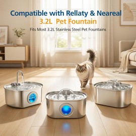 20 Pack Cat Fountain Replacement Filters for Rellaty & Neareal Stainless Steel 108oz/3.2L Adjustable Water Flow Pet Water Fountain(10 Filters & 10 Sponges)
