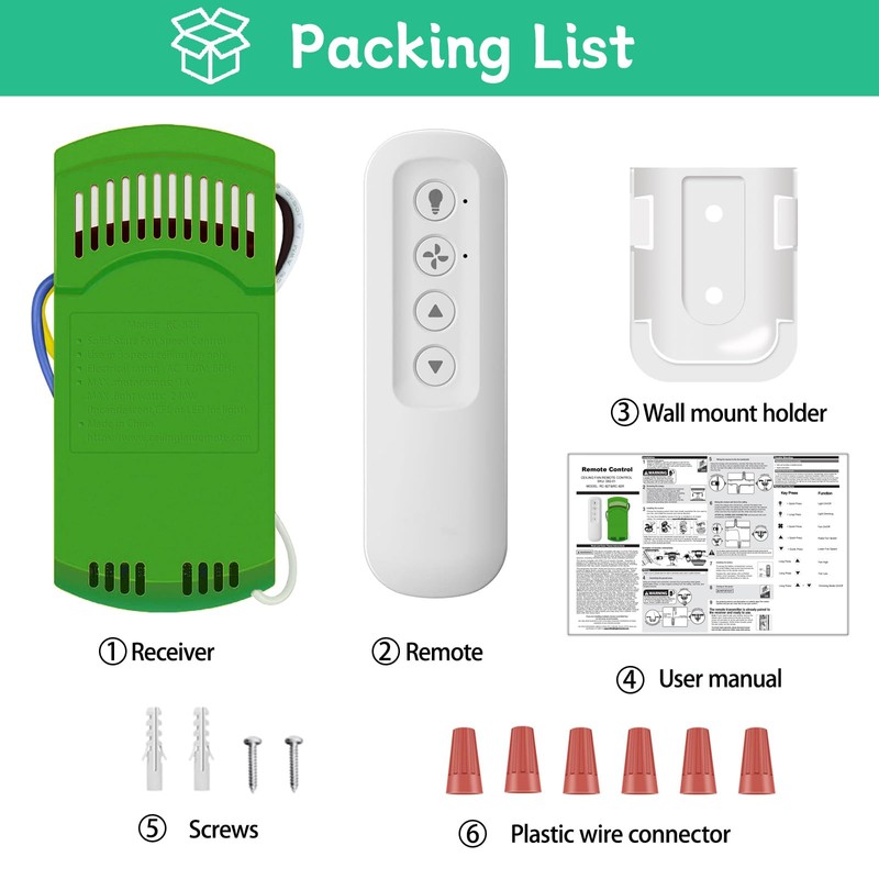 Replacement for Ceiling Fan Remote Control Kit with Light Dimmer,