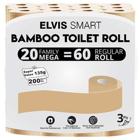 Elvissmart Ultra Soft Bamboo Toilet Paper, 200 Sheets/Roll- 4000 Total Bath Tissue