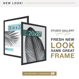 MCS Studio Gallery 20x27 Poster Frame Black Woodgrain, Vertical & Horizontal Wall Hanging Large Picture Frame for Photos, Posters & Art Prints (1-Pack)