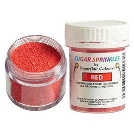 Sugarflair Sugar Sprinkles Red, Sprinkles Commestibili, Decorazioni di Zucchero per Torte, Cupcake e Biscotti - 40g