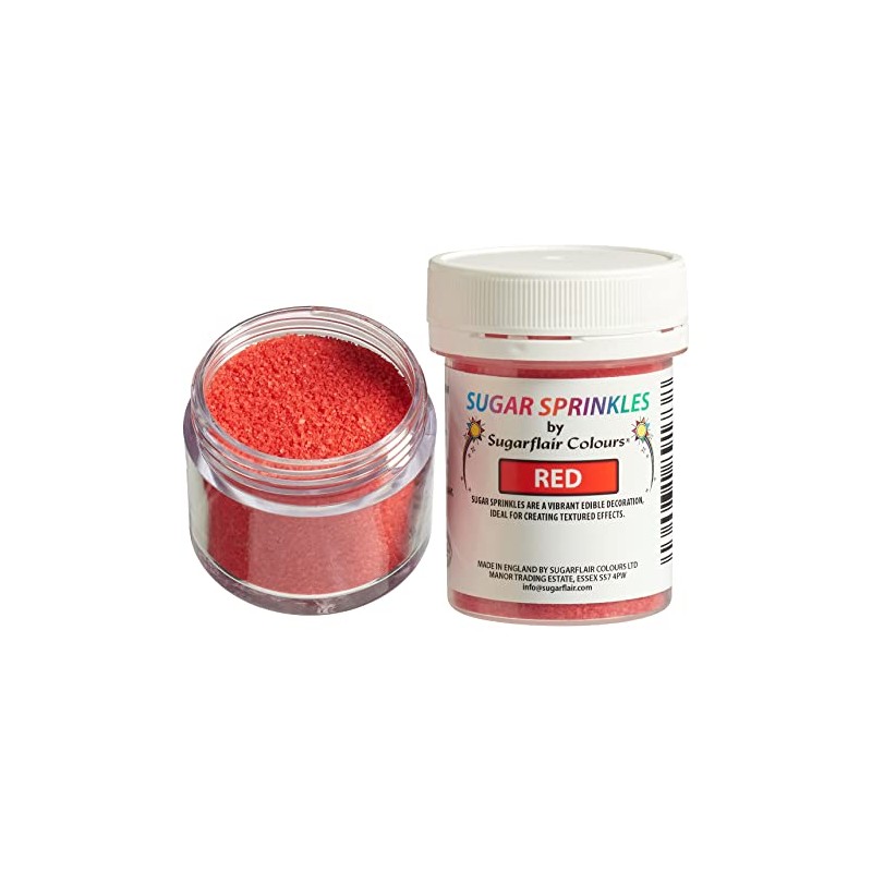 Sugarflair Sugar Sprinkles Red, Sprinkles Commestibili, Decorazioni di Zucchero per