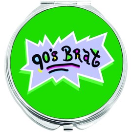 NewCharms 90s Brat for 1990s Kid Compact with Mirrors - Perfect Pocket and Purse Size Folding Mirror for Applying Make Up Anywhere
